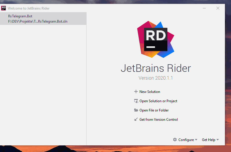 Creating a new Project in Rider